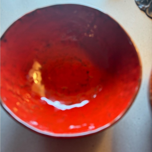 Set of noemi ceramiche: Red dimpled Individual pasta bowls, salad or soup - Picture 3 of 5